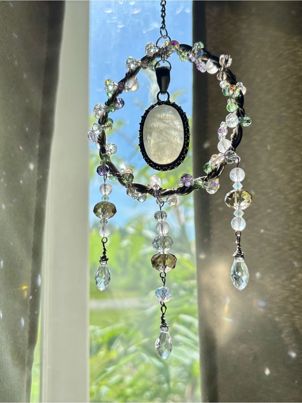 Handmade Moonstone sun catcher.